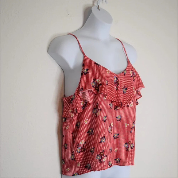 Everly Gingham Crop Tank Top Sz L Floral Back Tie Boho Cottagecore - Picture 1 of 12